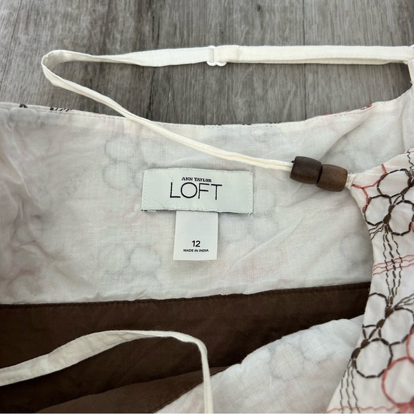 Vintage LOFT Y2K Cotton Tanktop Coastal Beach Babydoll Beaded Tropical Size 12 - Picture 4 of 6